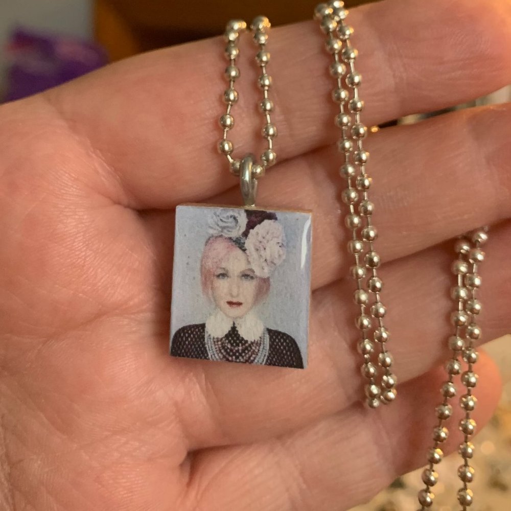 2/$12,4/$20) Cyndi Lauper Scrabble Tile Necklace
